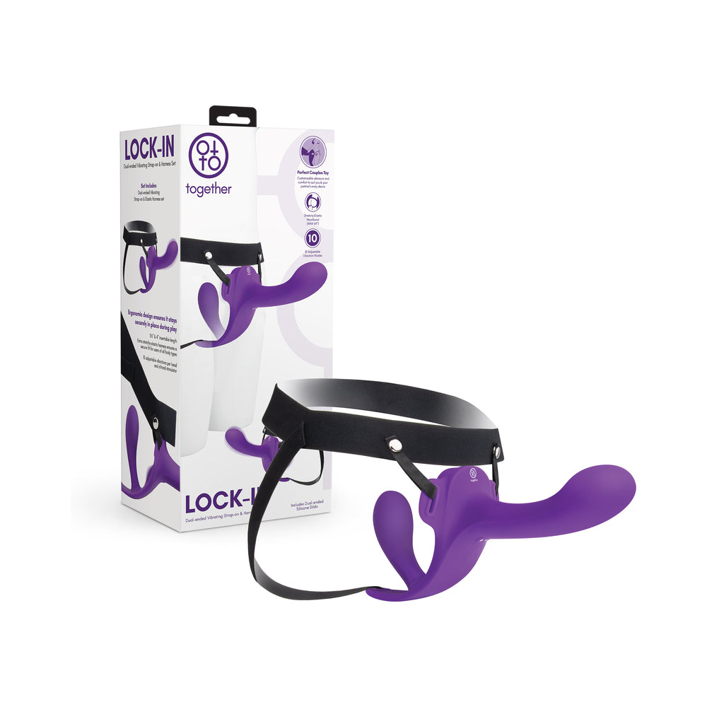 Together Lock-In Dual-Ended Vibrating Strap-on & Harness Set