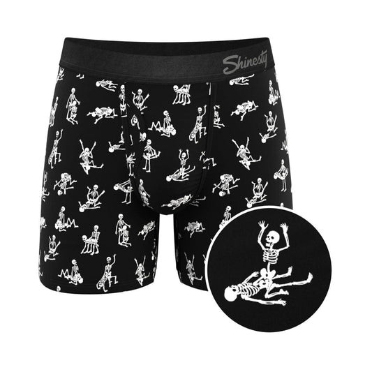 Shinesty The Bare Back Bones Glow-in-the-Dark Skeletons Ball Hammock Pouch Underwear with Fly 5XL