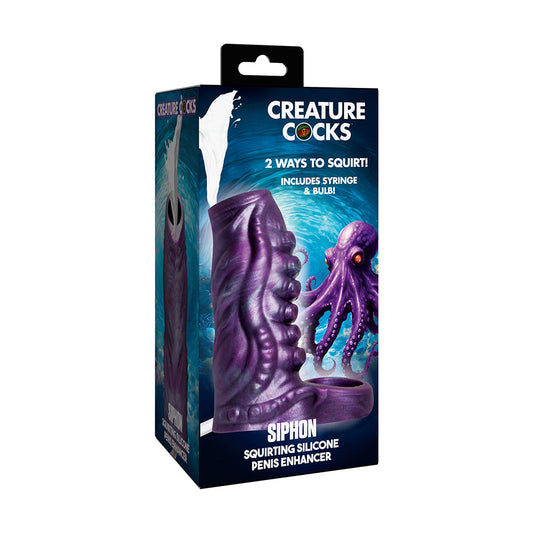 Creature Cocks Siphon Tentacle Squirting Silicone Penis Enhancer Purple