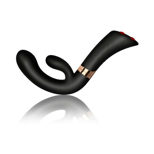 Rocks-Off Enigma Dual Stimulator Black - Red Garter