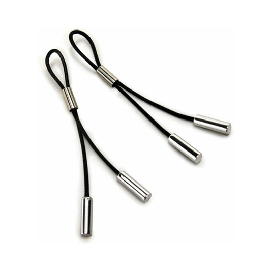 Crave Leather Nipple Tassels Black/Silver - Red Garter