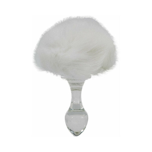 Crystal Delights Magnetic Bunny Tail Plug White - Red Garter