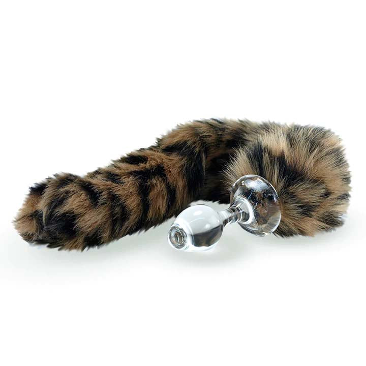Crystal Delights Minx Faux Fur Tail Plug Leopard - Red Garter