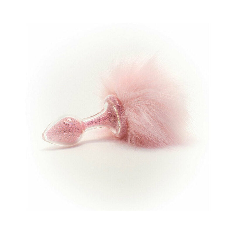 Crystal Delights Magnetic Sparkle Bunny Tail Plug Pink - Red Garter