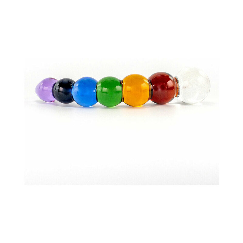 Crystal Delights Rainbow Bubble Dildo with Dichrioic Bulb - Red Garter