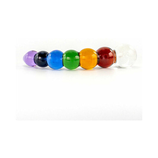 Crystal Delights Rainbow Bubble Dildo with Dichrioic Bulb - Red Garter