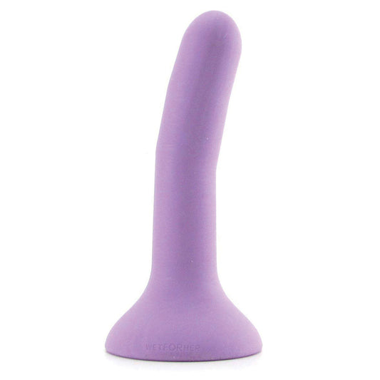 Wet For Her FIVE Small 5.1 in. Dildo Purple - Red Garter
