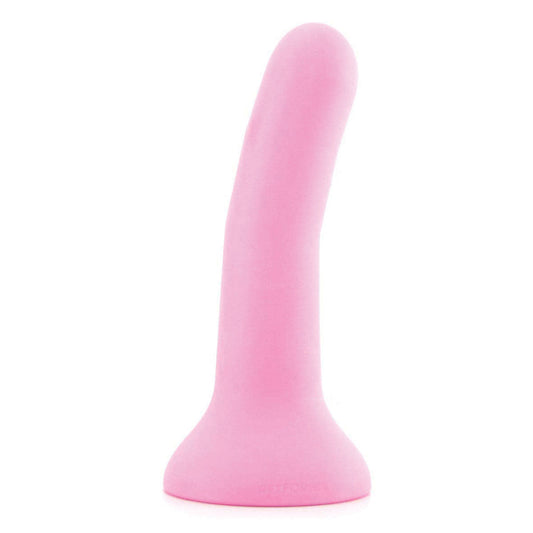 Wet For Her FIVE Medium 5.1 in. Dildo Pink - Red Garter