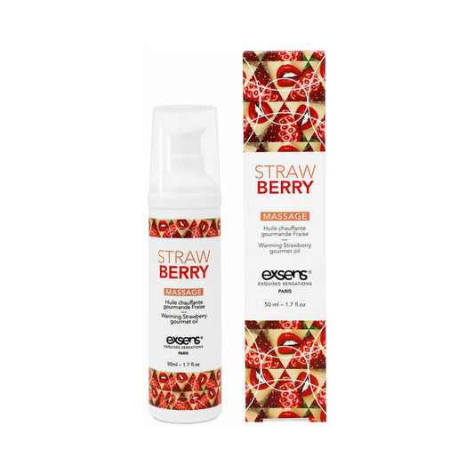 Exsens Warming Massage Oil Strawberry 1.7 oz. - Red Garter