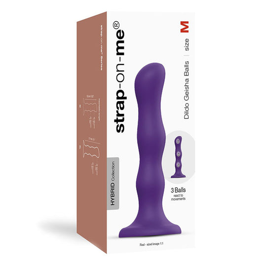 Strap-On-Me Geisha Ball Dildo Medium Purple - Red Garter